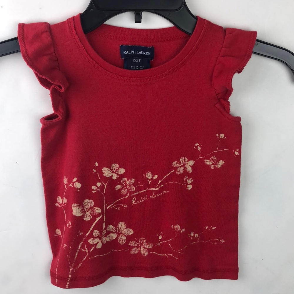 Ralph Lauren Ruffle Tank Floral Toddler Girl Red - Picture 1 of 7